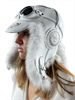 Шапка-ушанка «Авиатор» натуральная, кожа, овчина, мех лисы (белая) - фото 7172