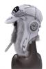 Шапка-ушанка «Авиатор» натуральная, кожа, овчина, мех лисы (белая) - фото 7175